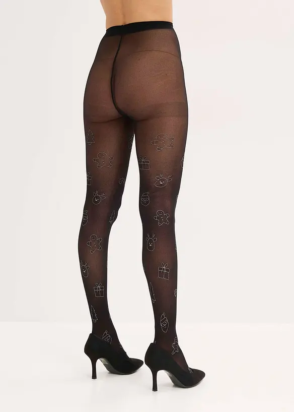 Str&oslash;mpebukse med glitterprint i jule-look, bonprix