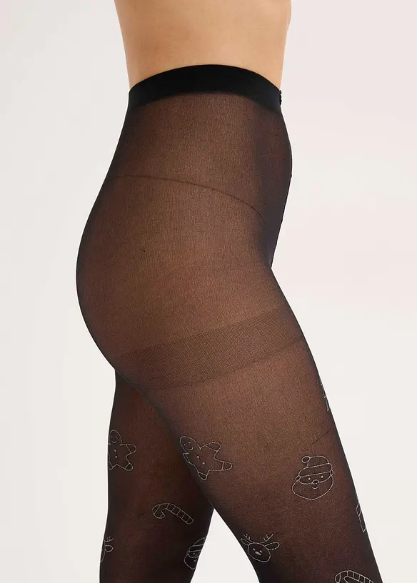 Str&oslash;mpebukse med glitterprint i jule-look, bonprix