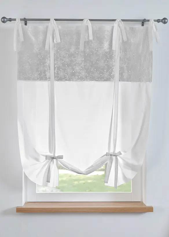 Roll-up gardin med broderi, bonprix
