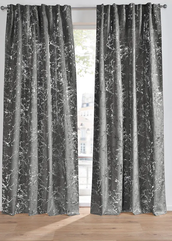 M&oslash;rkleggingsgardin med fl&oslash;yelsaktig overflate og glans (1-pack), bonprix