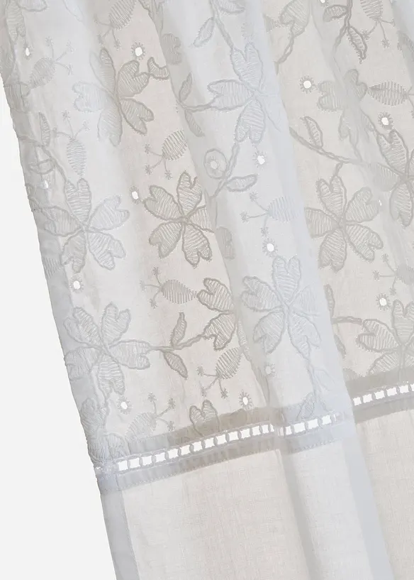 Gardin i &oslash;kologisk bomull med broderi (1-pack), bonprix