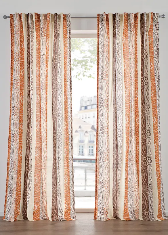 Gardin med striper med resirkulert polyester (1-pack), bonprix