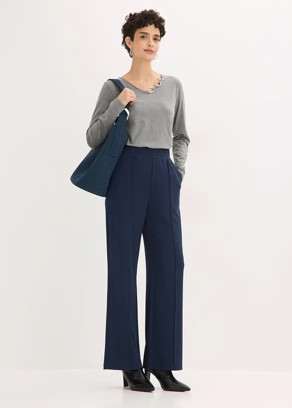 Langermet topp med maljer, bonprix