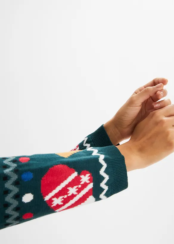 Kort strikket julekjole med pepperkaker, bonprix