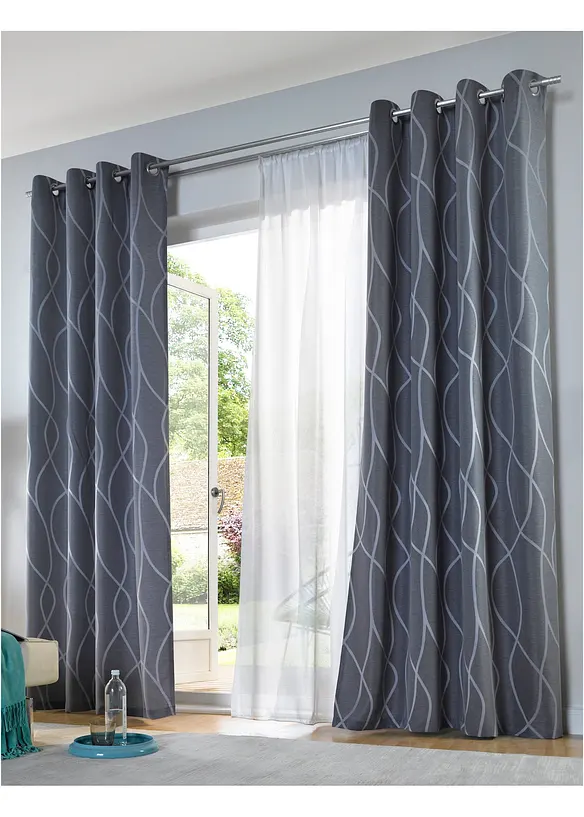 Gardinlengde i sabl&eacute; med resirkulert polyester, bonprix