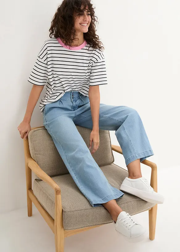 Wide Leg-jeans High Waist, komfortlinning, bonprix