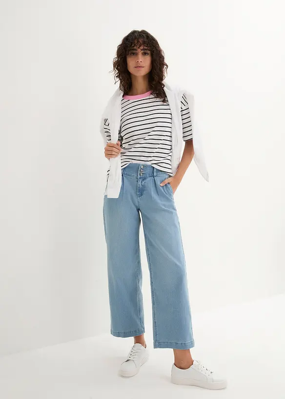 Wide Leg-jeans High Waist, komfortlinning, bonprix