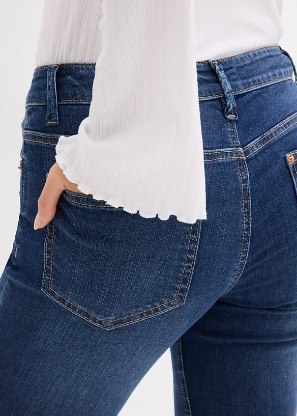 Skinny jeans Mid Waist, i &oslash;kologisk bomull, bonprix