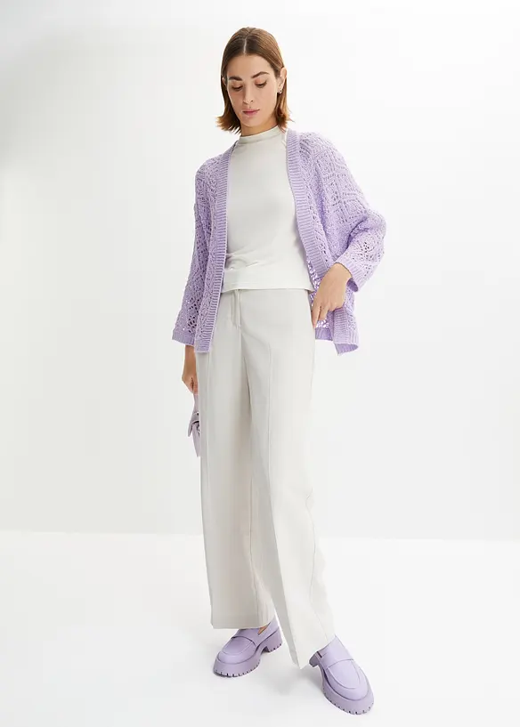 Cardigan med hullm&oslash;nster, bonprix