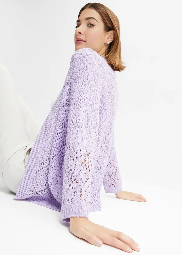 Cardigan med hullm&oslash;nster, bonprix