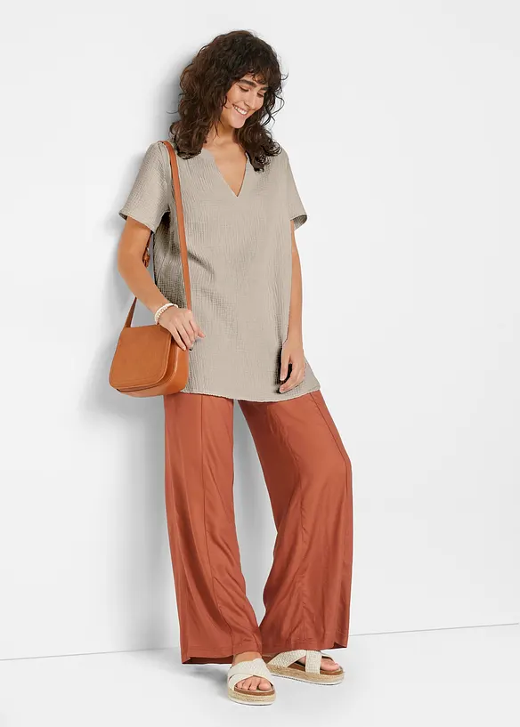 Lang tunika av ren bomullsmusselin, bonprix