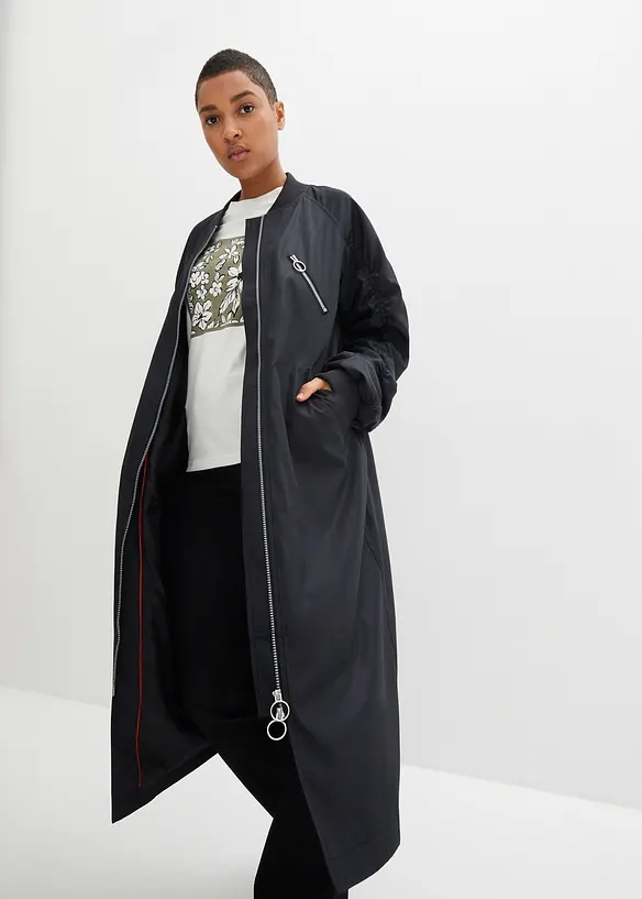 K&aring;pe med ribbestrikket krage, bonprix