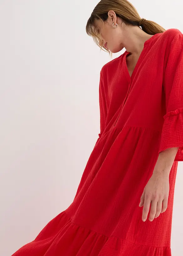 Maxikjole i myk musselin, bonprix