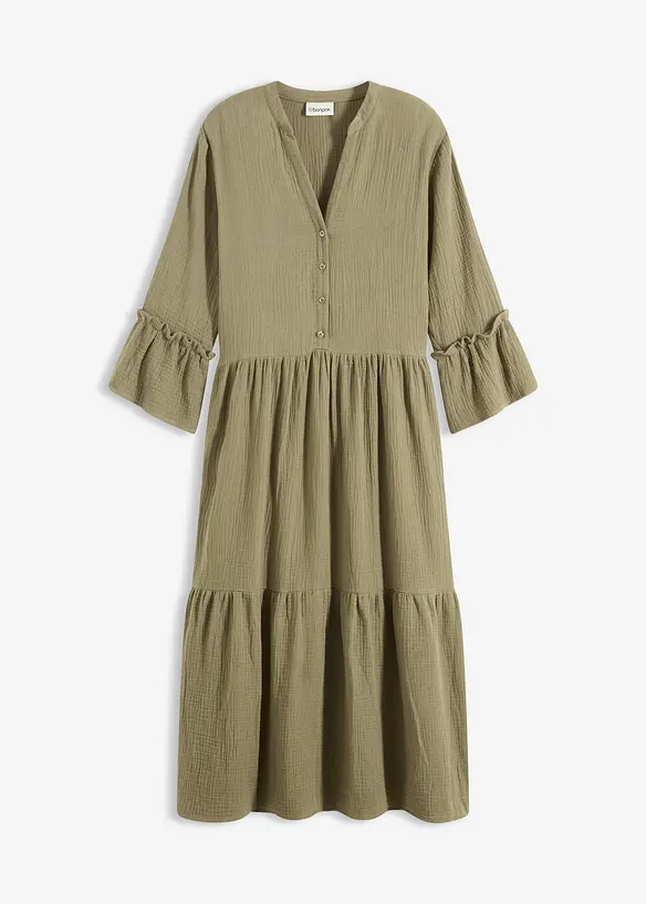 Maxikjole i myk musselin, bonprix