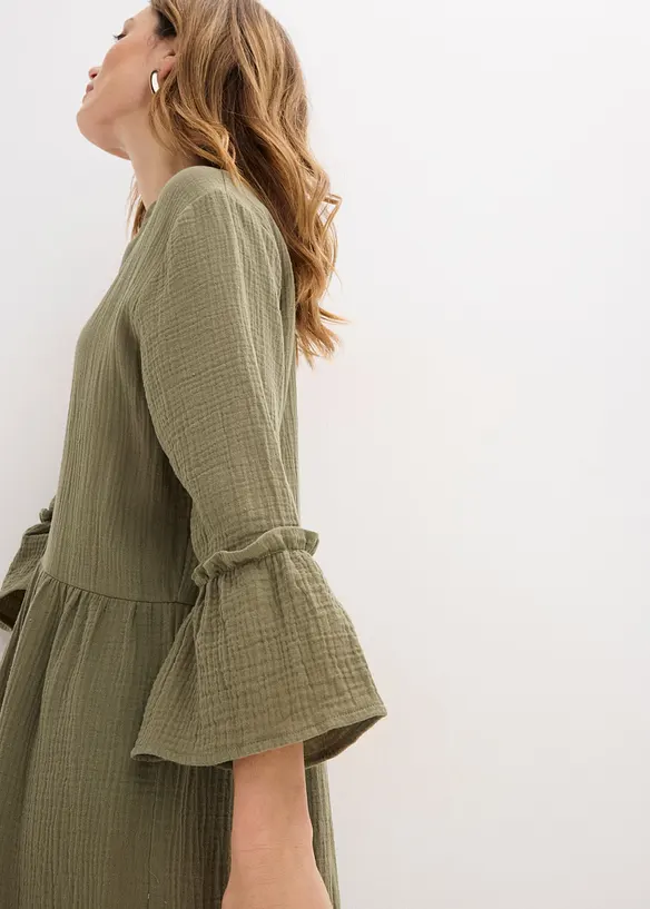 Maxikjole i myk musselin, bonprix