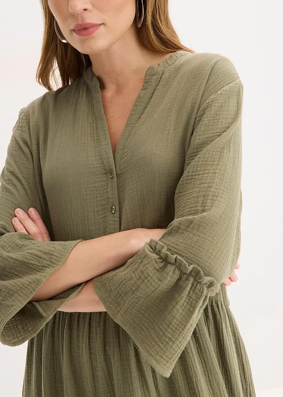 Maxikjole i myk musselin, bonprix