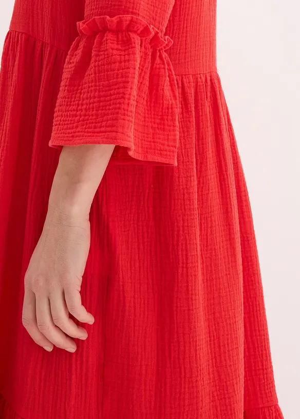 Maxikjole i myk musselin, bonprix