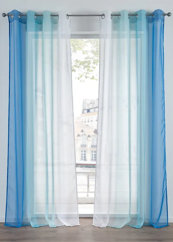 Gardiner i lett voile, f&aring;s ogs&aring; i ekstra lang (2-pack), bonprix