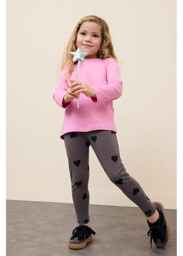 Langermet topp av elastisk, &oslash;kologisk bomullsmiks (3-pack), bonprix