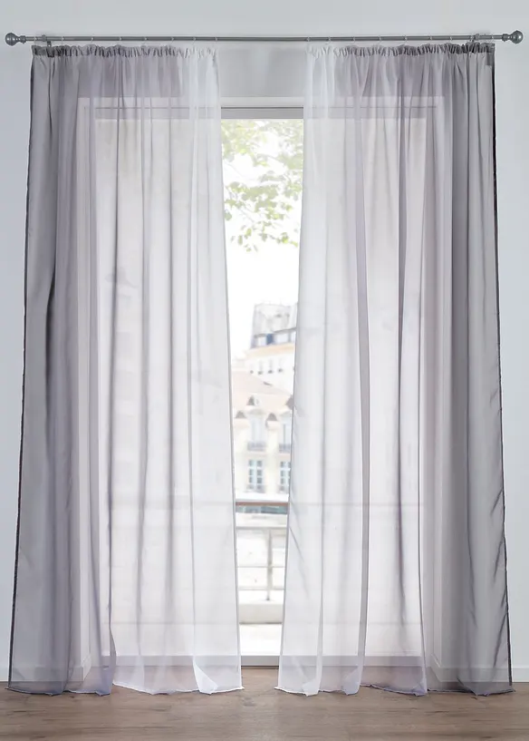 Gardin i lett voile, f&aring;s ogs&aring; i ekstra lang (2-pack), bonprix