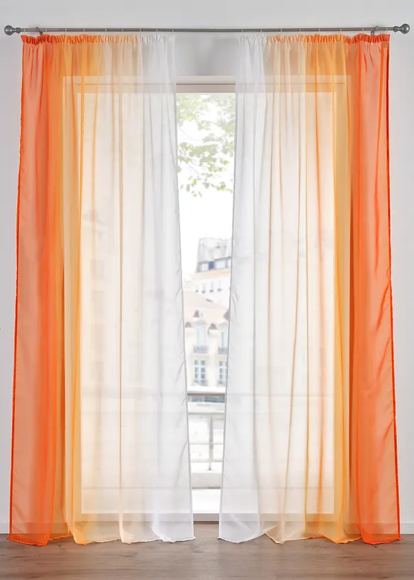 Gardin i lett voile, f&aring;s ogs&aring; i ekstra lang (2-pack), bonprix