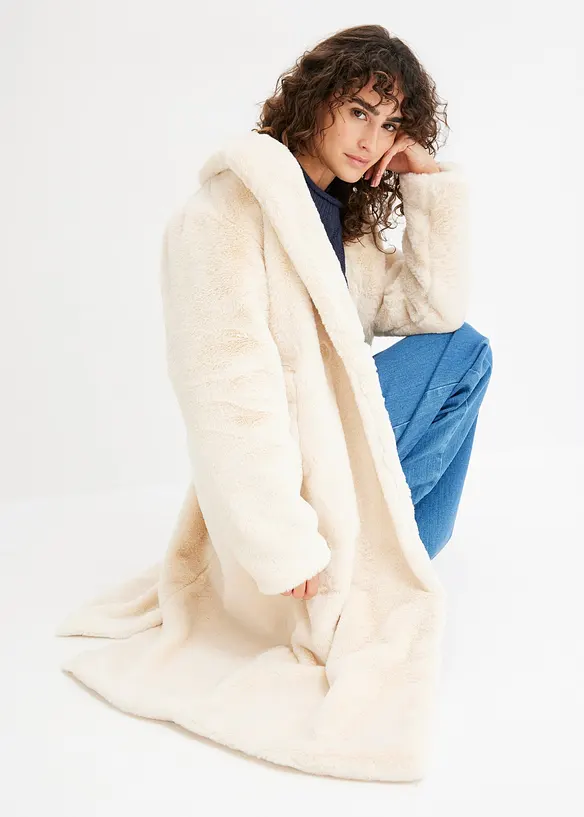 K&aring;pe i fuskepels med krage med slag, bonprix