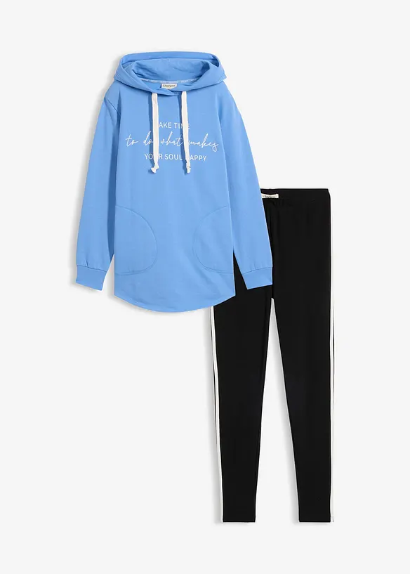 Joggedress med lang sweatshirt og leggings (2-delt sett), bonprix
