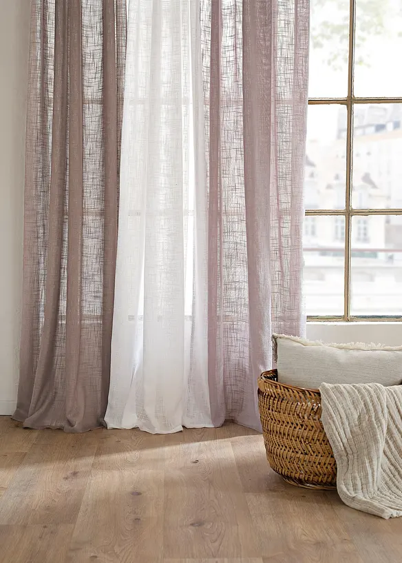 Gardiner i strukturmateriale (2-pack), bonprix