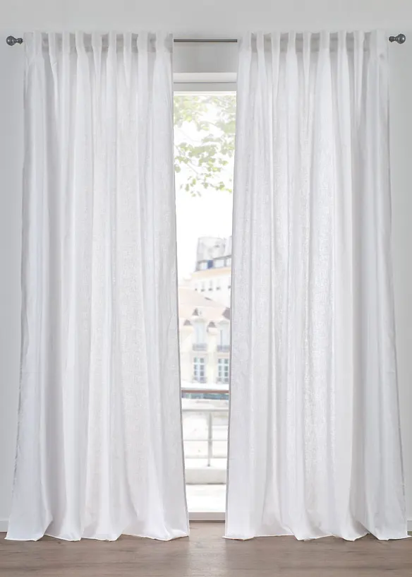 Gardin i bomull- og linmiks (1-pack), bonprix