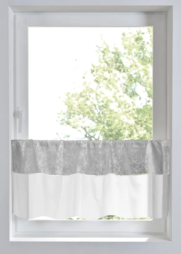 Gardinkappe i &oslash;kologisk bomull med broderi, bonprix