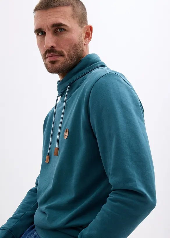 Sweatshirt med sjalskrage av 100% &oslash;kologisk bomull, bonprix