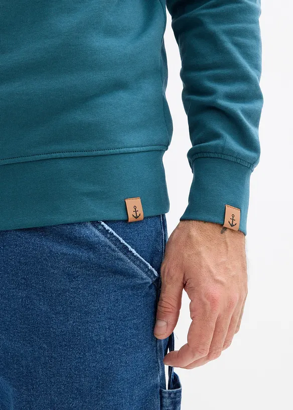 Sweatshirt med sjalskrage av 100% &oslash;kologisk bomull, bonprix