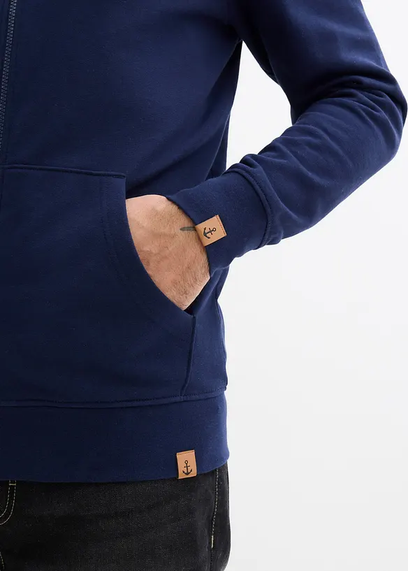 Sweatjakke med hette i 100% &oslash;kologisk bomull, bonprix