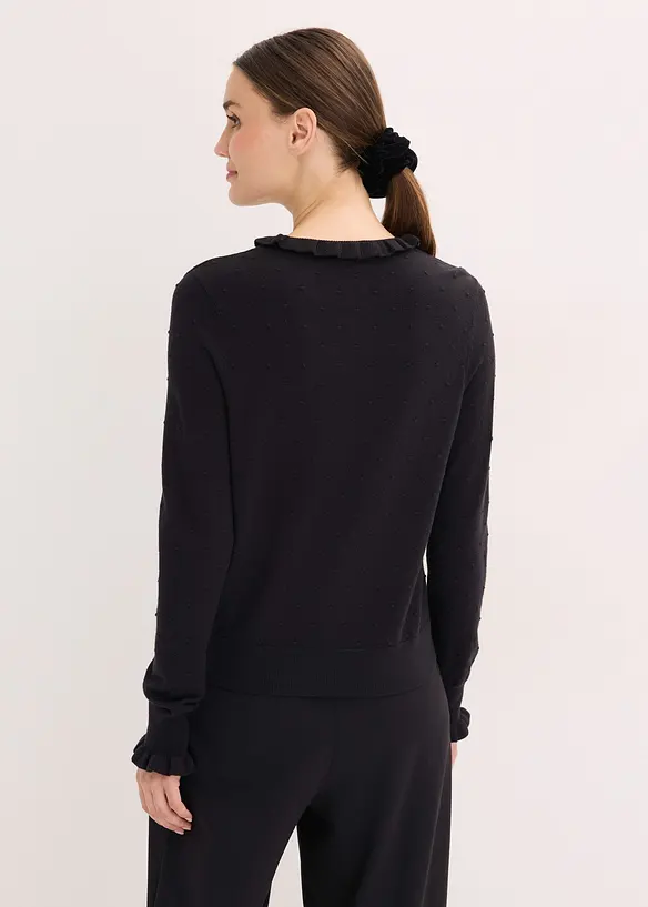 Finstrikket genser i viskosemiks, bonprix