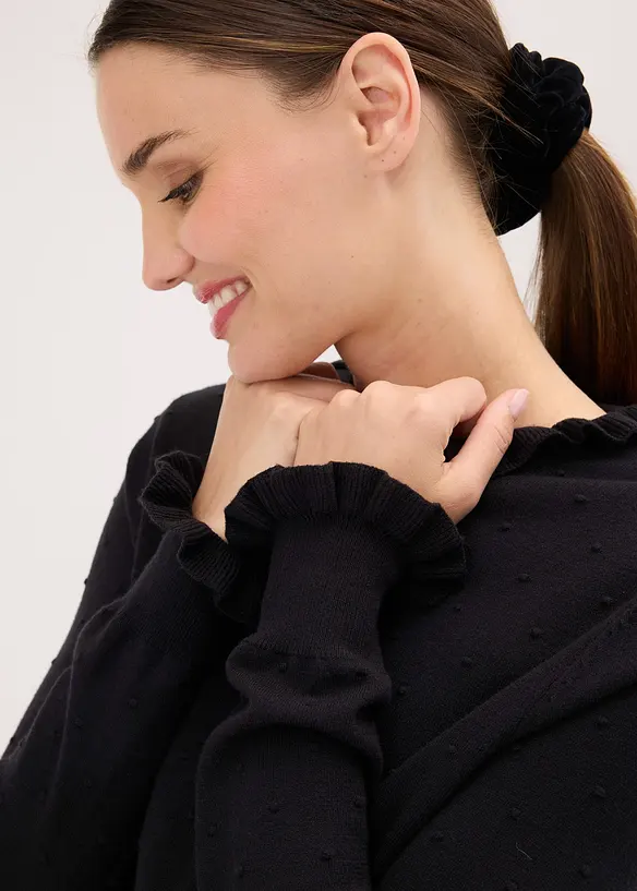 Finstrikket genser i viskosemiks, bonprix