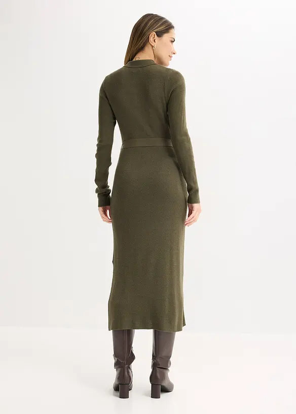 Ribbestrikket kjole i viskosemiks, bonprix