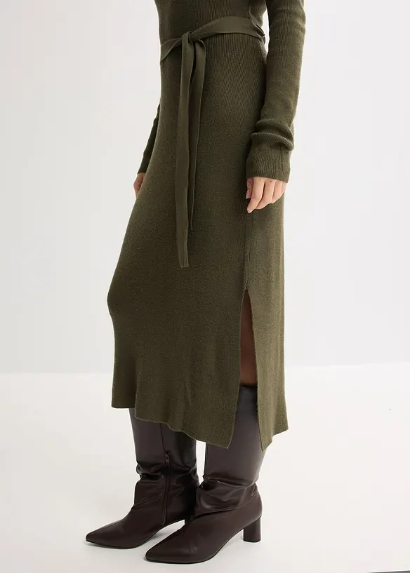 Ribbestrikket kjole i viskosemiks, bonprix