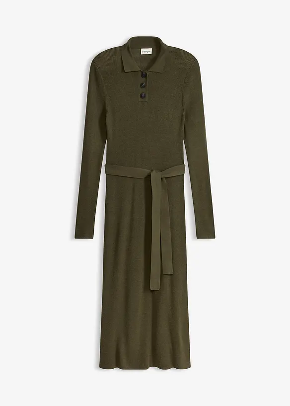 Ribbestrikket kjole i viskosemiks, bonprix