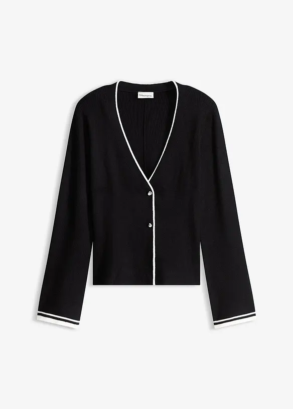 Ribbestrikket cardigan i viskosemiks, bonprix
