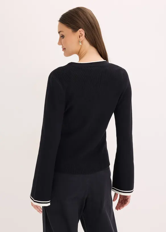 Ribbestrikket cardigan i viskosemiks, bonprix