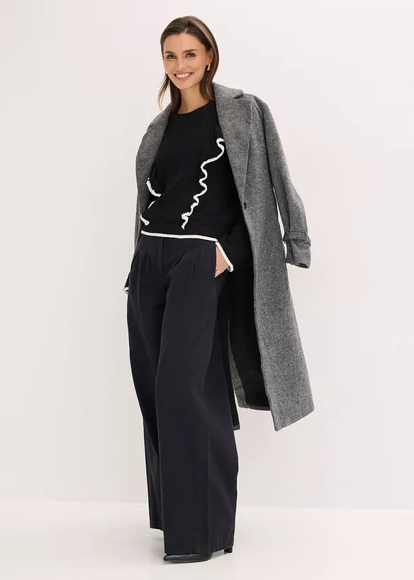 Finstrikket genser i bomullsmiks, bonprix