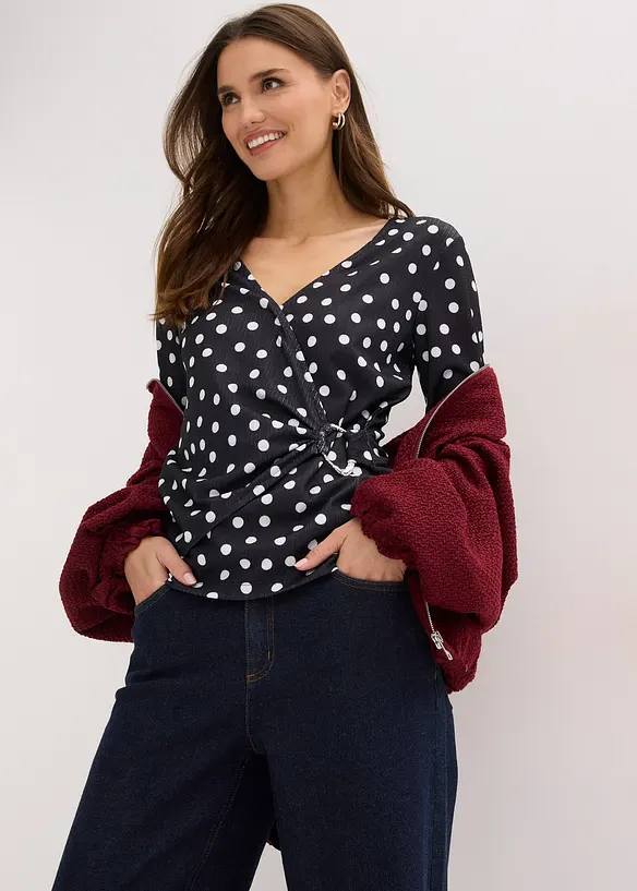 Langermet topp i strukturert jersey, bonprix