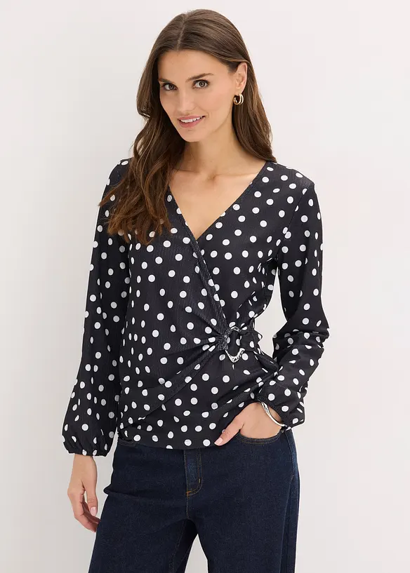 Langermet topp i strukturert jersey, bonprix