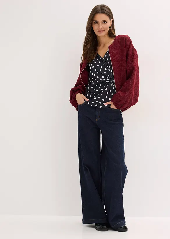 Langermet topp i strukturert jersey, bonprix