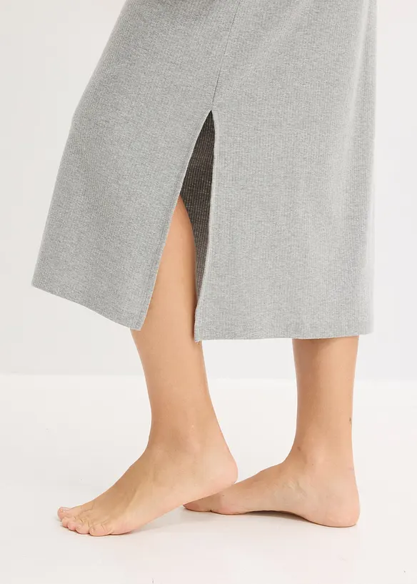 Nattkjole i ribbemateriale med knappestolpe, bonprix