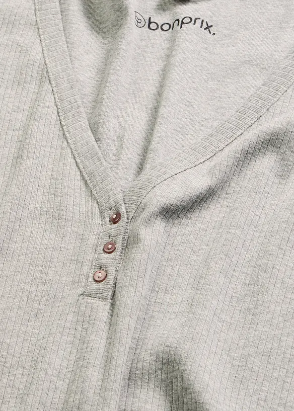 Nattkjole i ribbemateriale med knappestolpe, bonprix