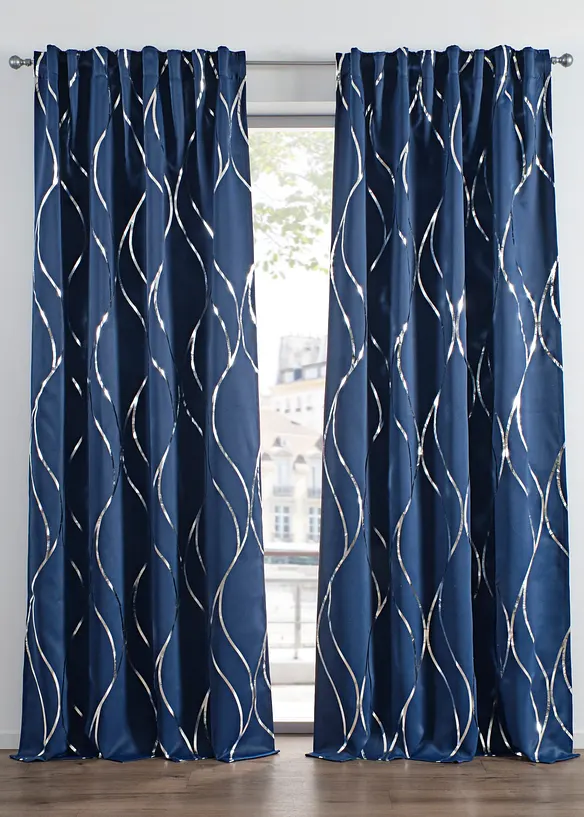 M&oslash;rkleggingsgardin med glanstrykk (1-pack), bonprix