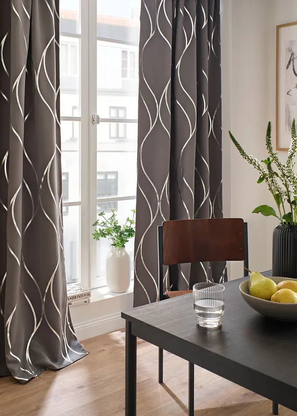 M&oslash;rkleggingsgardin med glanstrykk (1-pack), bonprix