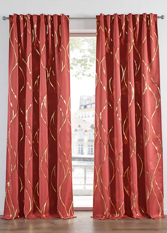 M&oslash;rkleggingsgardin med glanstrykk (1-pack), bonprix