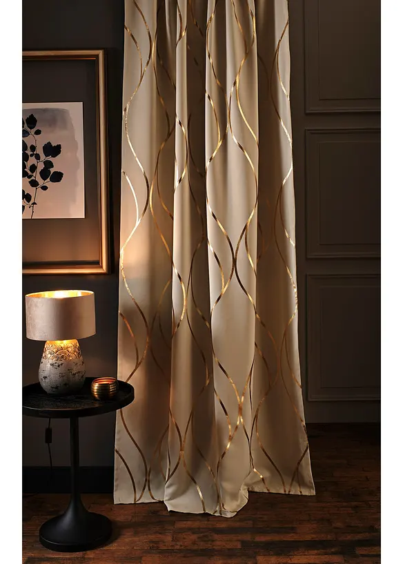 M&oslash;rkleggingsgardin med glanstrykk (1-pack), bonprix